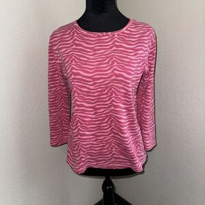 Vintage Y2K Gap Blouse Top Women's Large Pink Swirl Print Round Neck Pullover